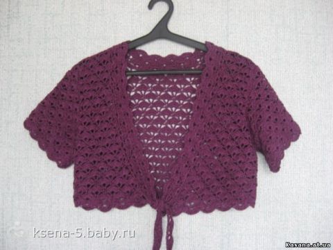 Ажурная кофта связана от горловины Ажурная кофта связана от горловины