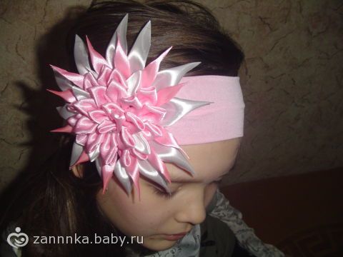 Повязка на голову для девочки своими руками из атласных лент мастер 34